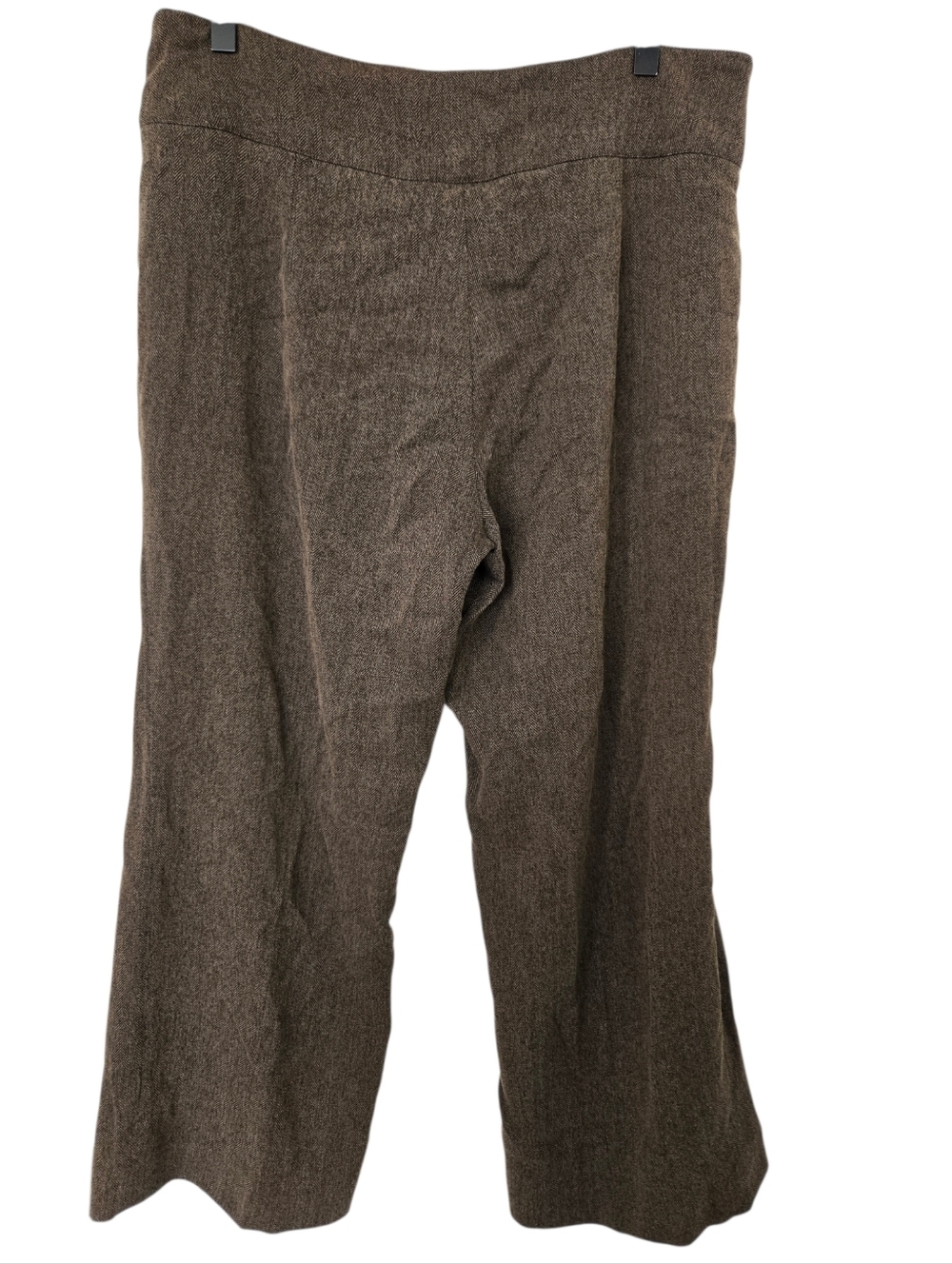 Herringbone Petite Dress Pants 12P Brown Tweed Style Workwear Ankle Pants - Picture 3 of 3